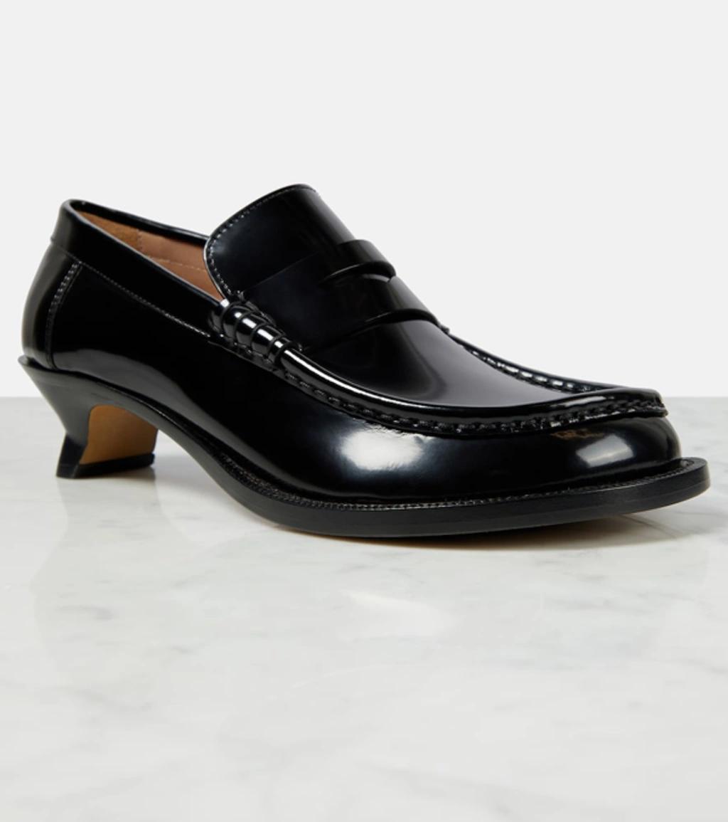 Terra Leather Kitten-heel Penny Loafers In Black Product Image