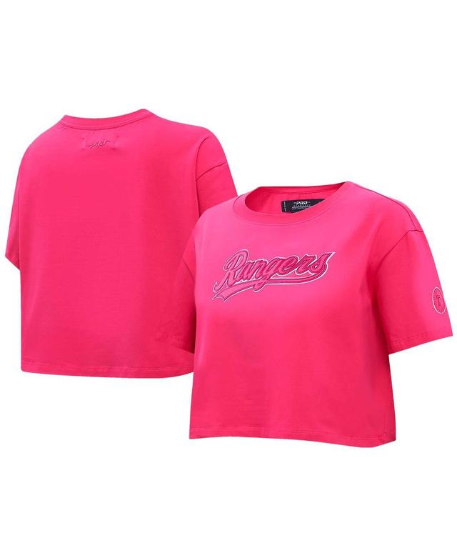 Womens Pro Standard Pink Texas Rangers Triple Pink Boxy Cropped T-shirt Product Image