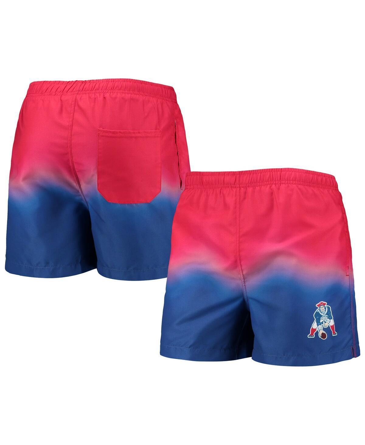 Mens FOCO /Royal New England Patriots Retro Dip-Dye Swim Shorts Product Image