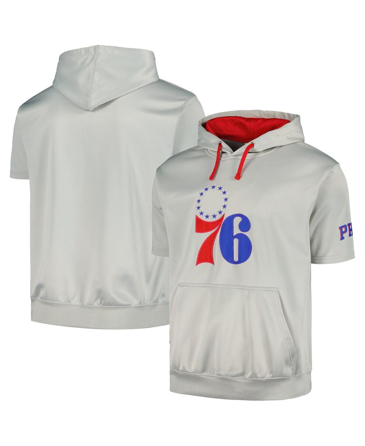 Mens Fanatics Silver Philadelphia 76ers Short Sleeve Pullover Hoodie - Silver Product Image