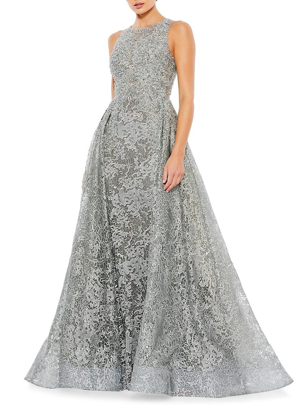 Womens Embellished Lace A-Line Gown Product Image