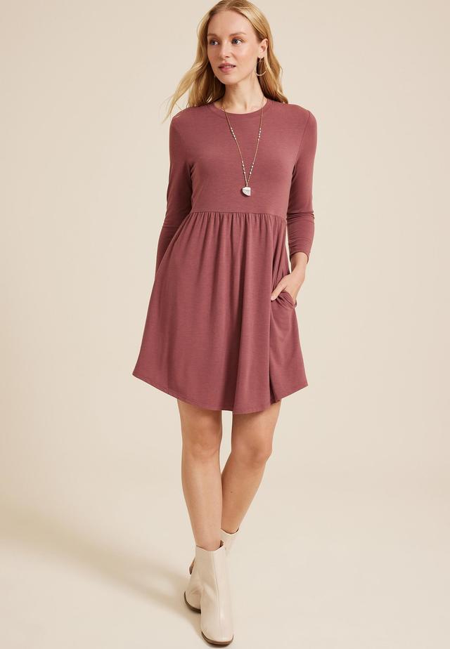 24/7 Empire Waist 3/4 Sleeve Mini Dress Product Image