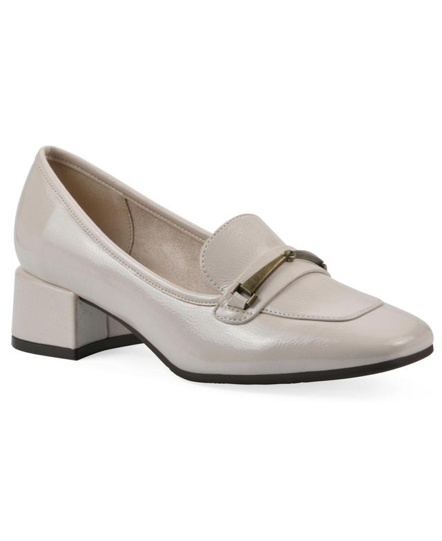 Cliffs by White Mountain Quinna Womens Block Heel Pumps Ivory Patent Product Image