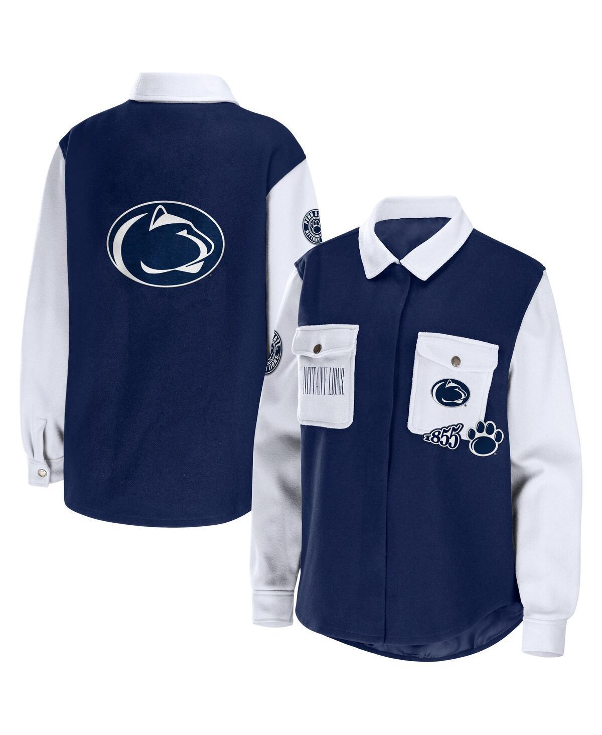 Womens WEAR by Erin Andrews Penn State Nittany Lions Button-Up Shirt Jacket Blue Product Image