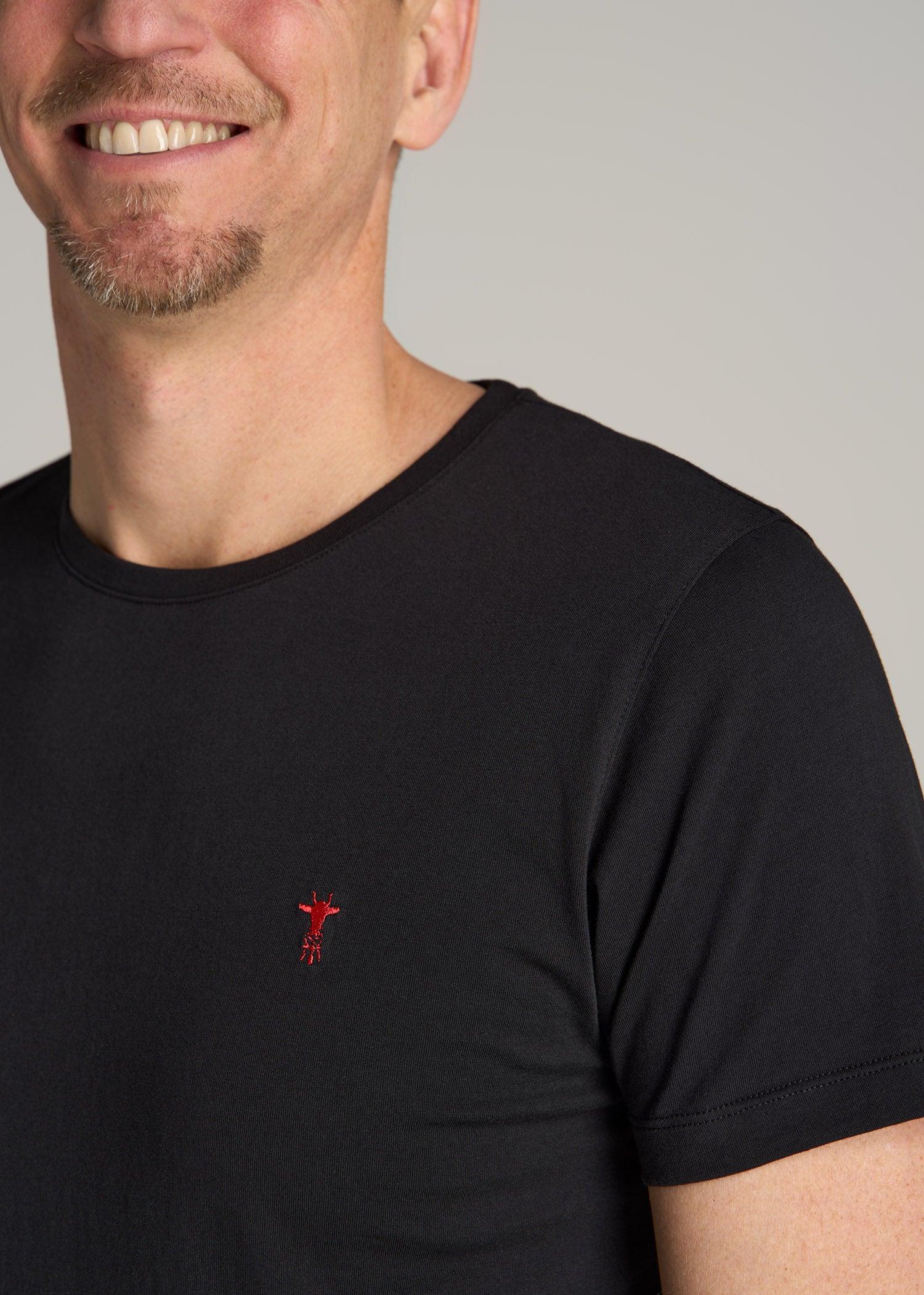 MODERN-FIT Embroidered Logo Crewneck T-Shirt for Tall Men in Black Male Product Image