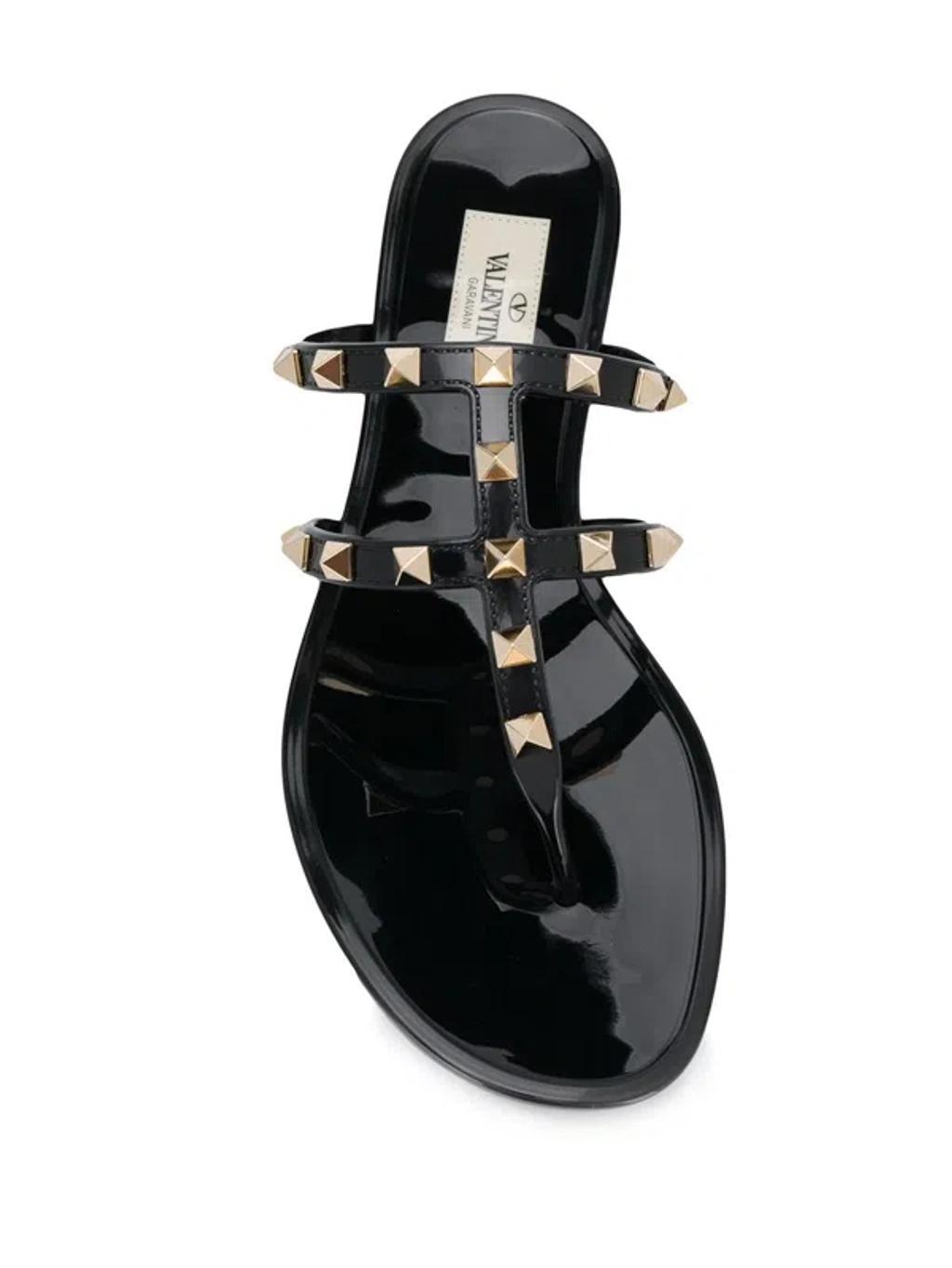 Rockstud Thong Sandals In Black Product Image