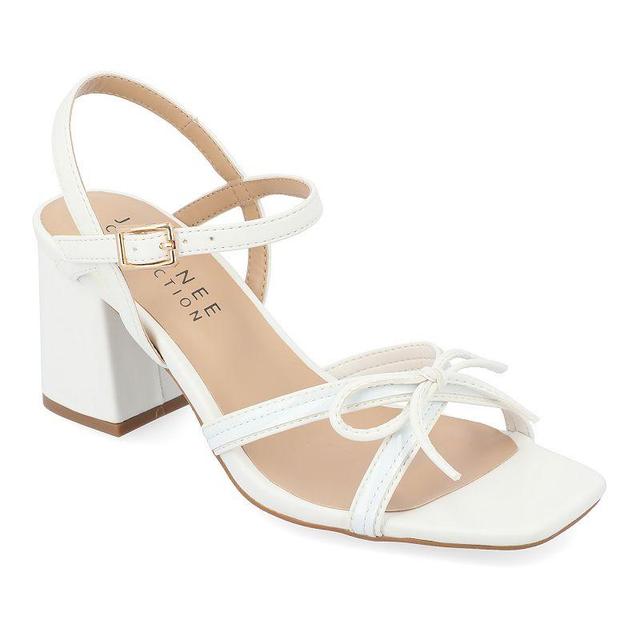 Journee Collection Issmia Womens Block Heel Dress Sandals White Product Image