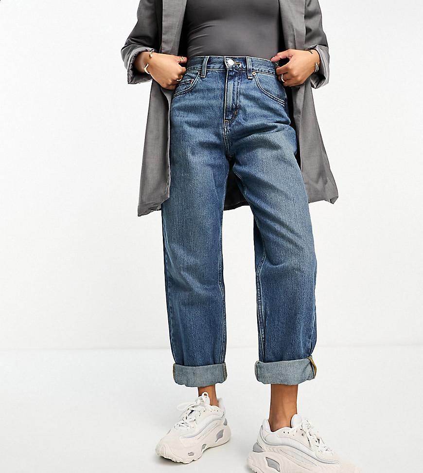 ASOS DESIGN Petite slouchy mom jeans in mid blue  Product Image