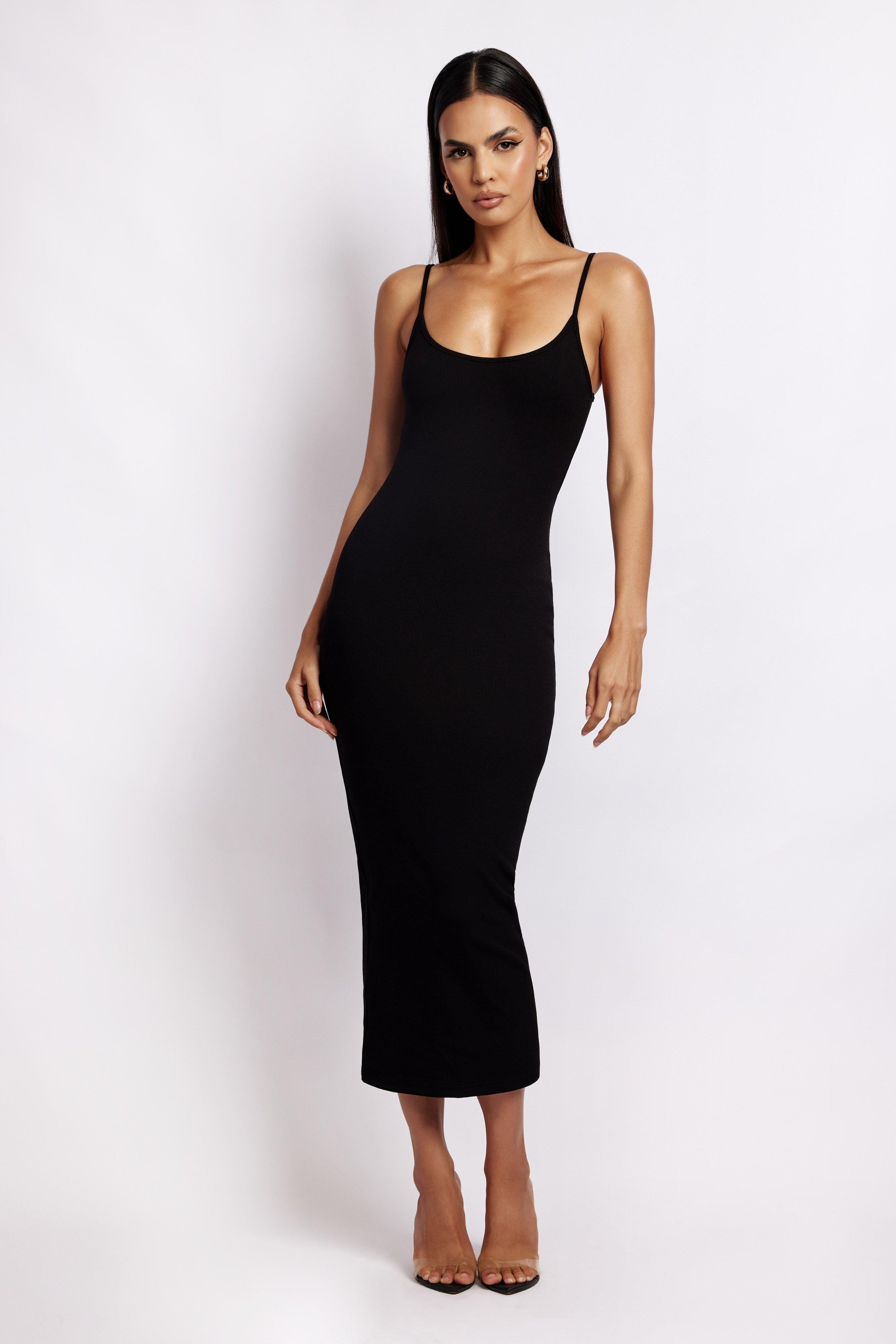 Alexis Ribbed Cami Midi Dress - Black product image