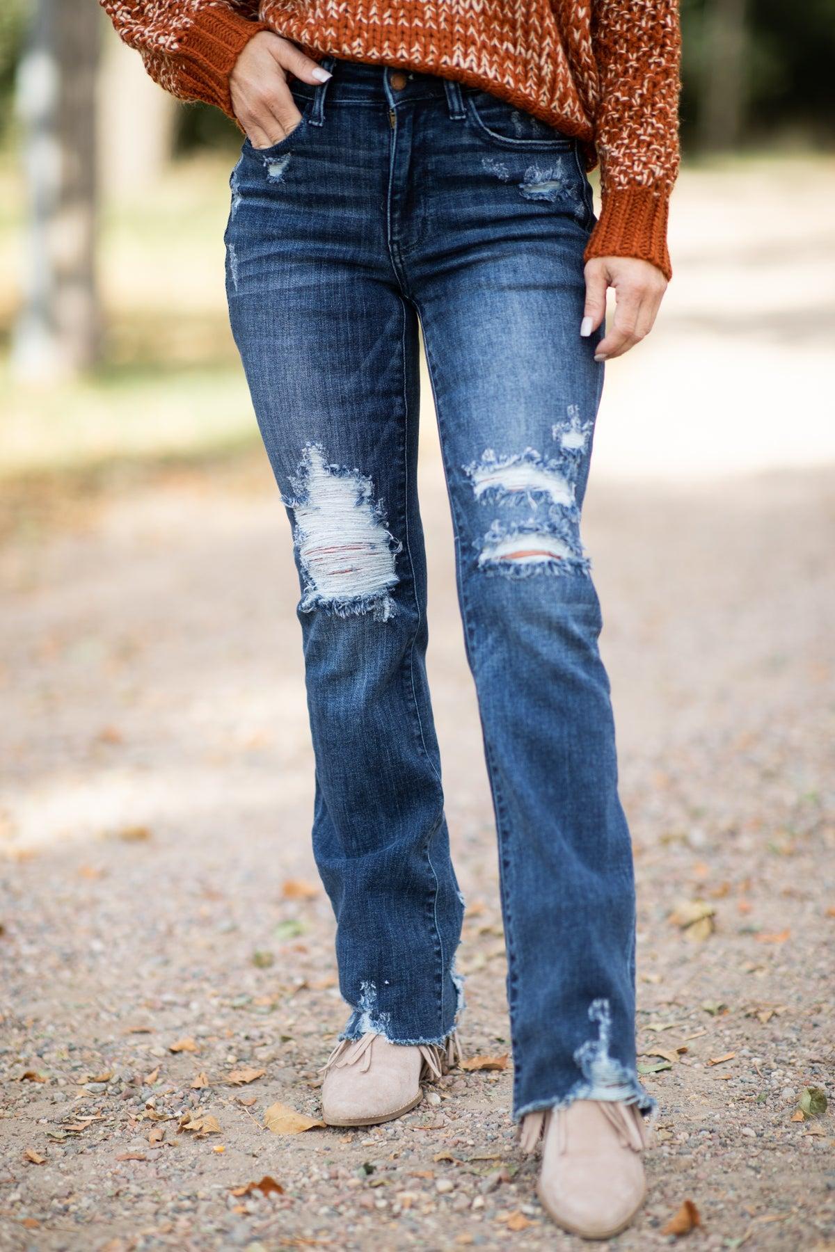 Judy Blue Slim Fit Distressed Bootcut Jeans Product Image