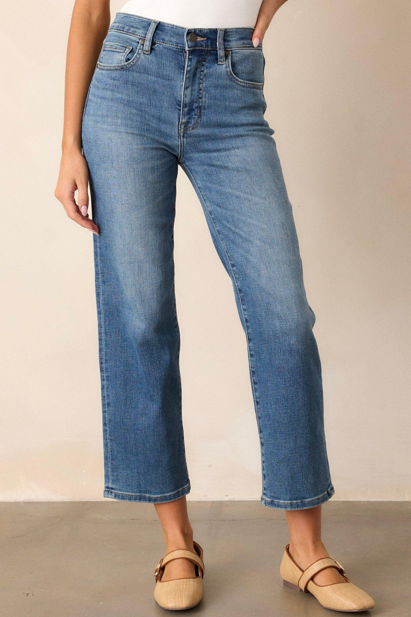 Handled It Medium Wash Straight Leg Jeans Product Image