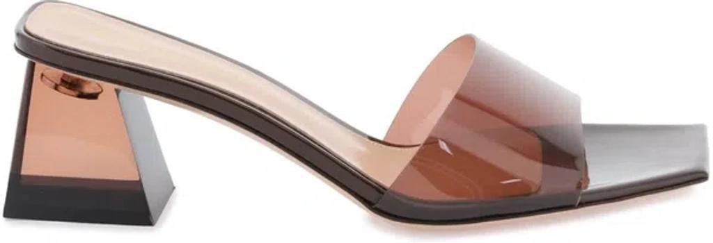 Cosmic Patent Leather Heel Mules In Brown Product Image