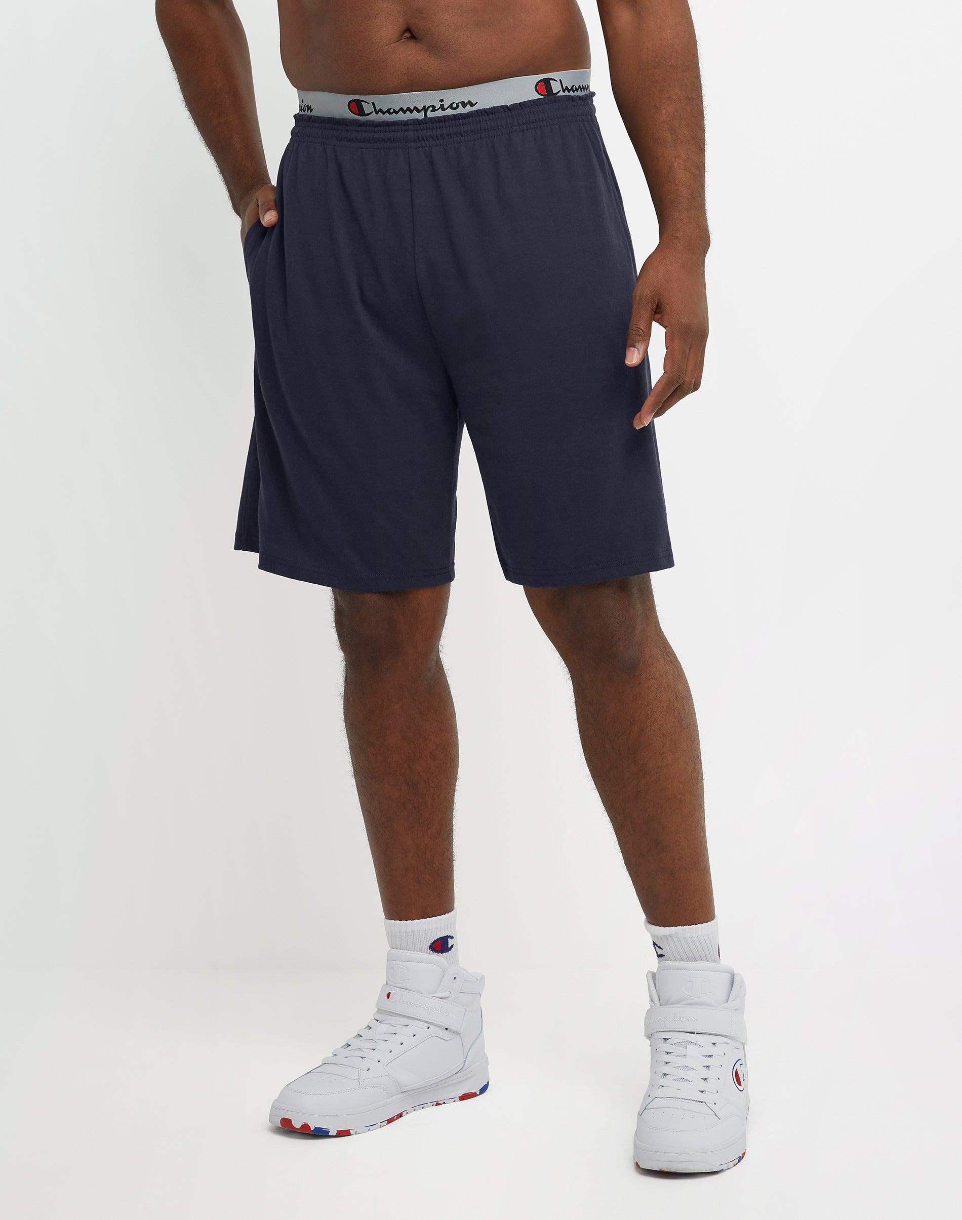 Mens Champion Lightweight Lounge Shorts, C Patch Logo (Big & Tall) Oxford Grey 2XB Product Image