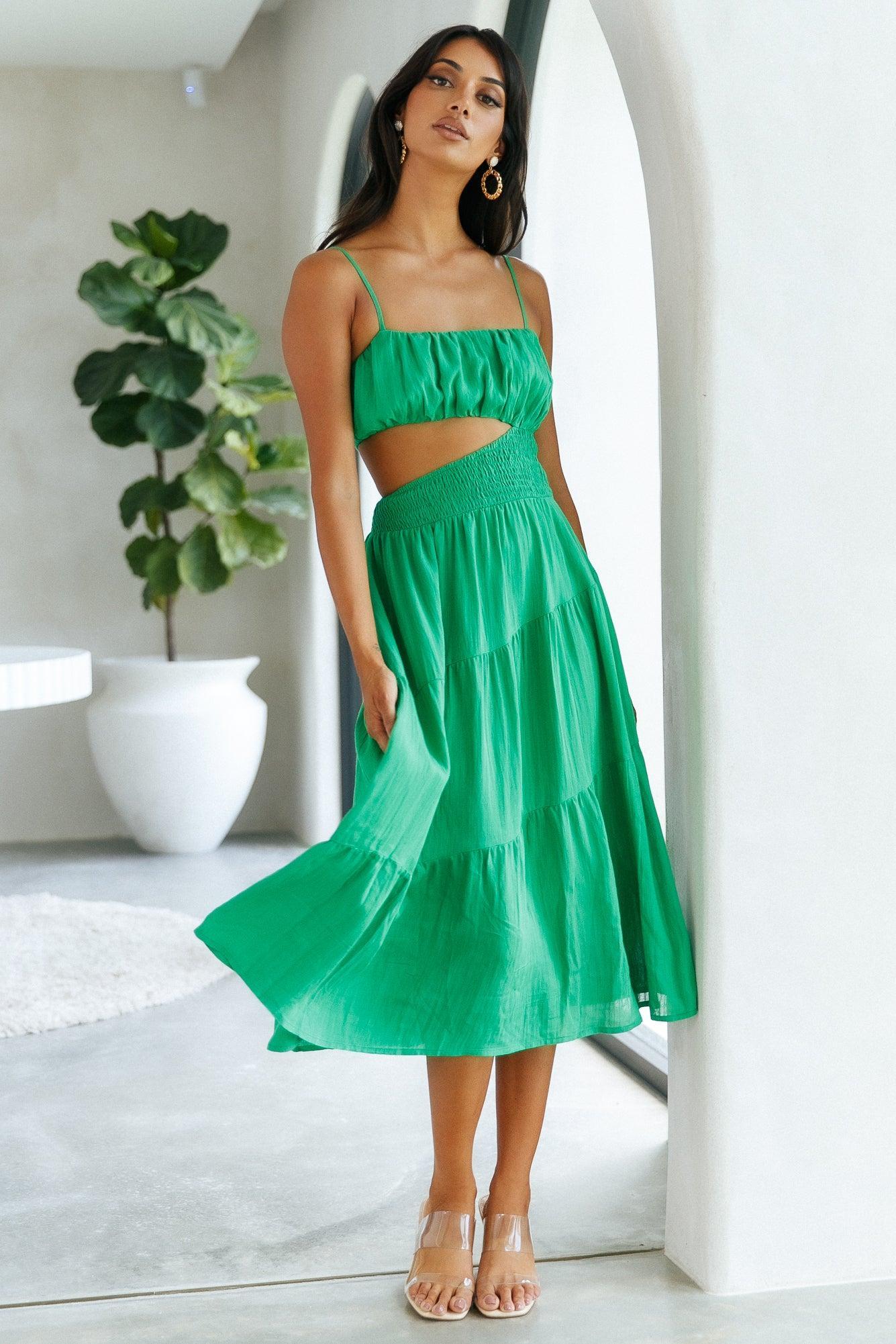 Get Lost In Your Eyes Midi Dress Green Product Image