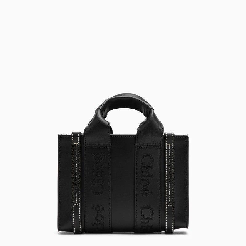 Chloe Woody Mini Black Leather Bag Women Product Image