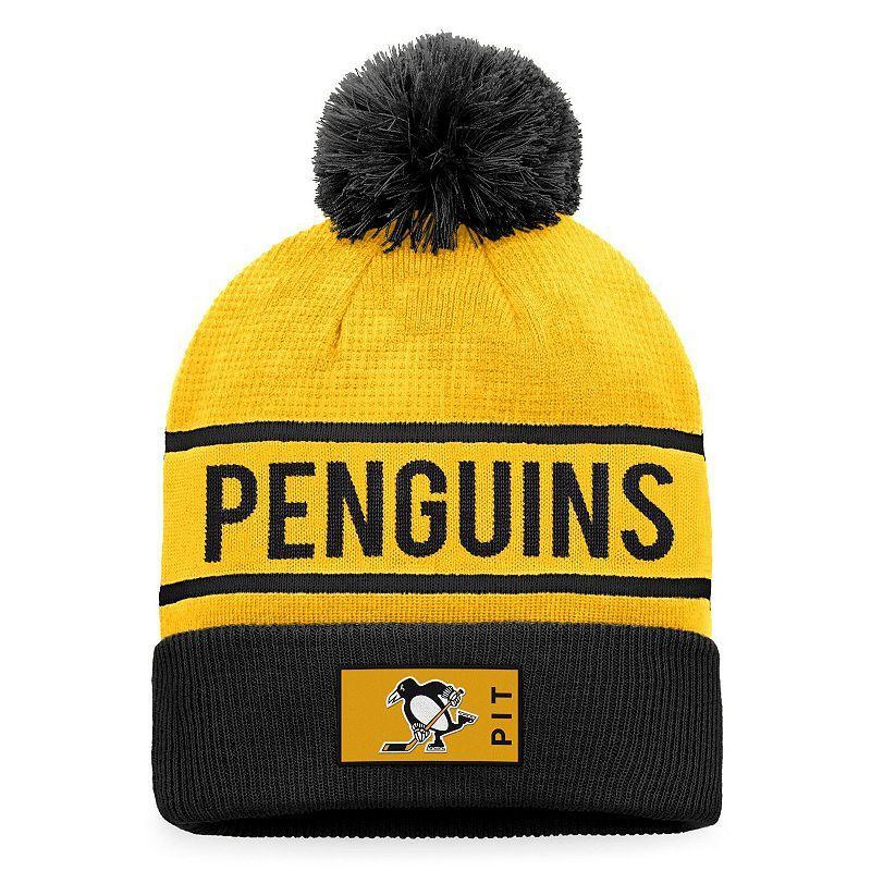 Mens Fanatics Gold Pittsburgh Penguins Authentic Pro Alternate Logo Cuffed Knit Hat with Pom - Gold Product Image