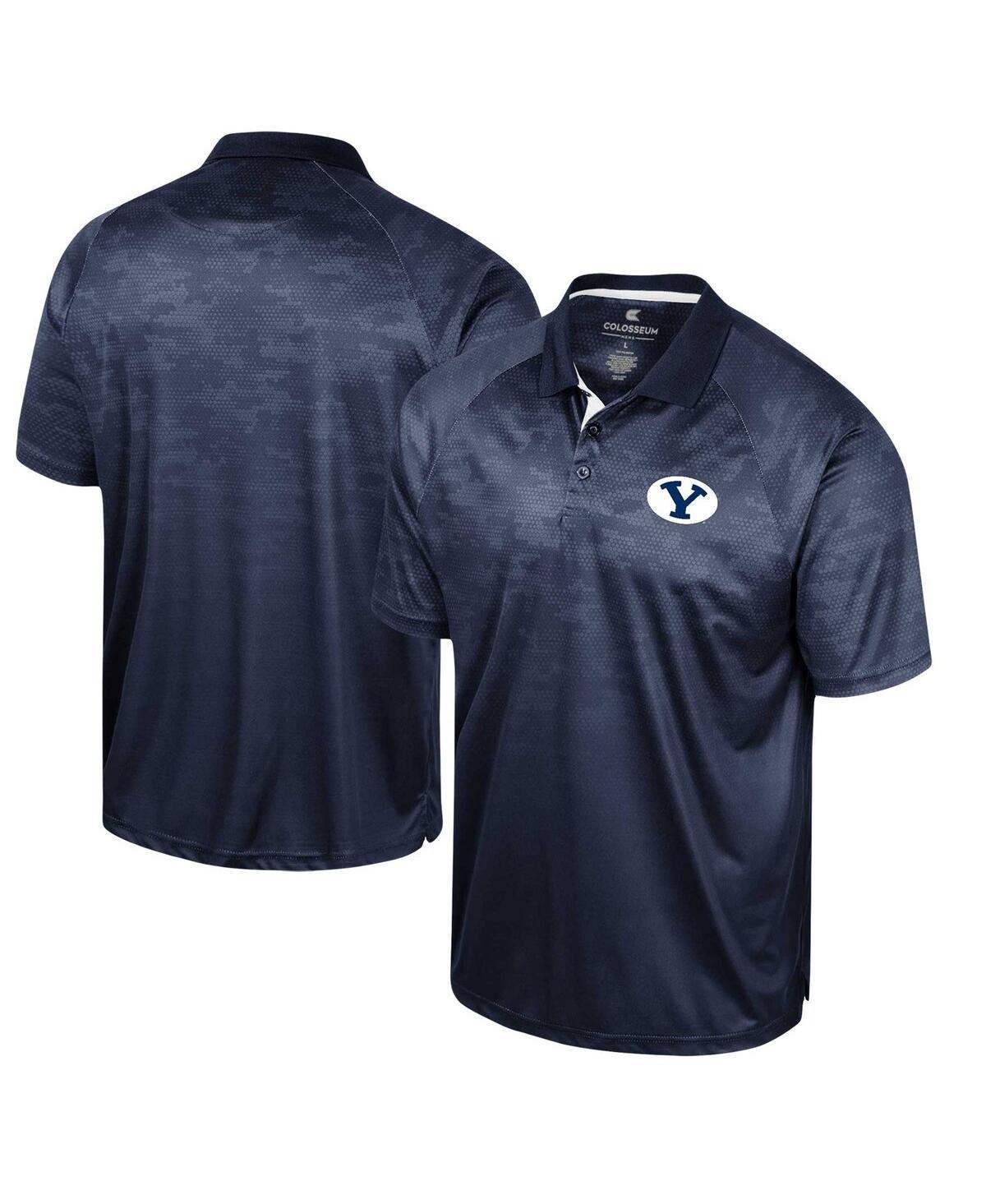 Mens Colosseum Navy Byu Cougars Honeycomb Raglan Polo Shirt Product Image