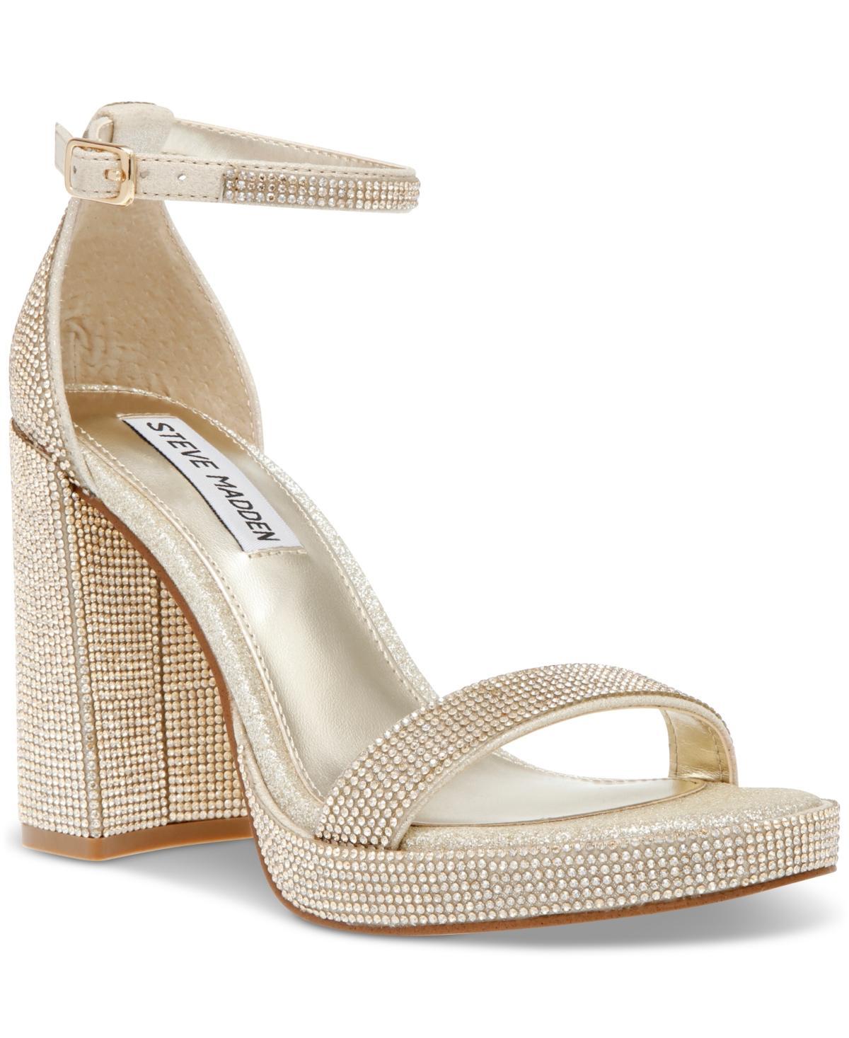 Steve Madden Womens Susan-r Rhinstone Two-Piece Platform Dress Sandals Product Image