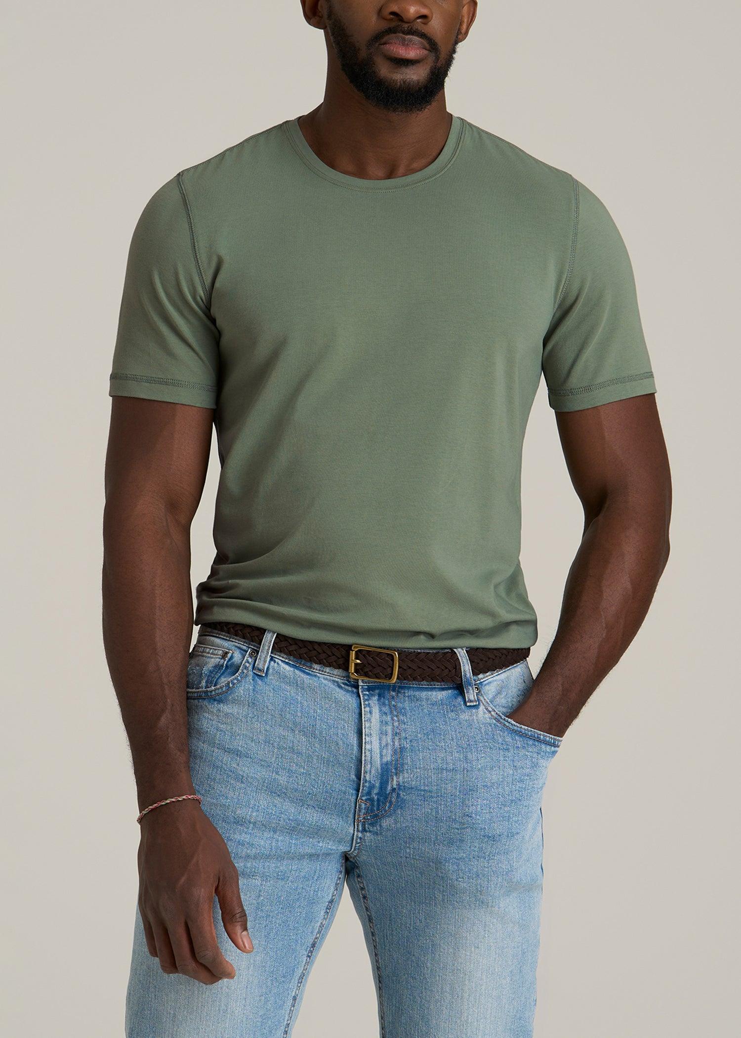 The Essential SLIM-FIT Crewneck Tee for Tall Men in Dark Seagrass Product Image