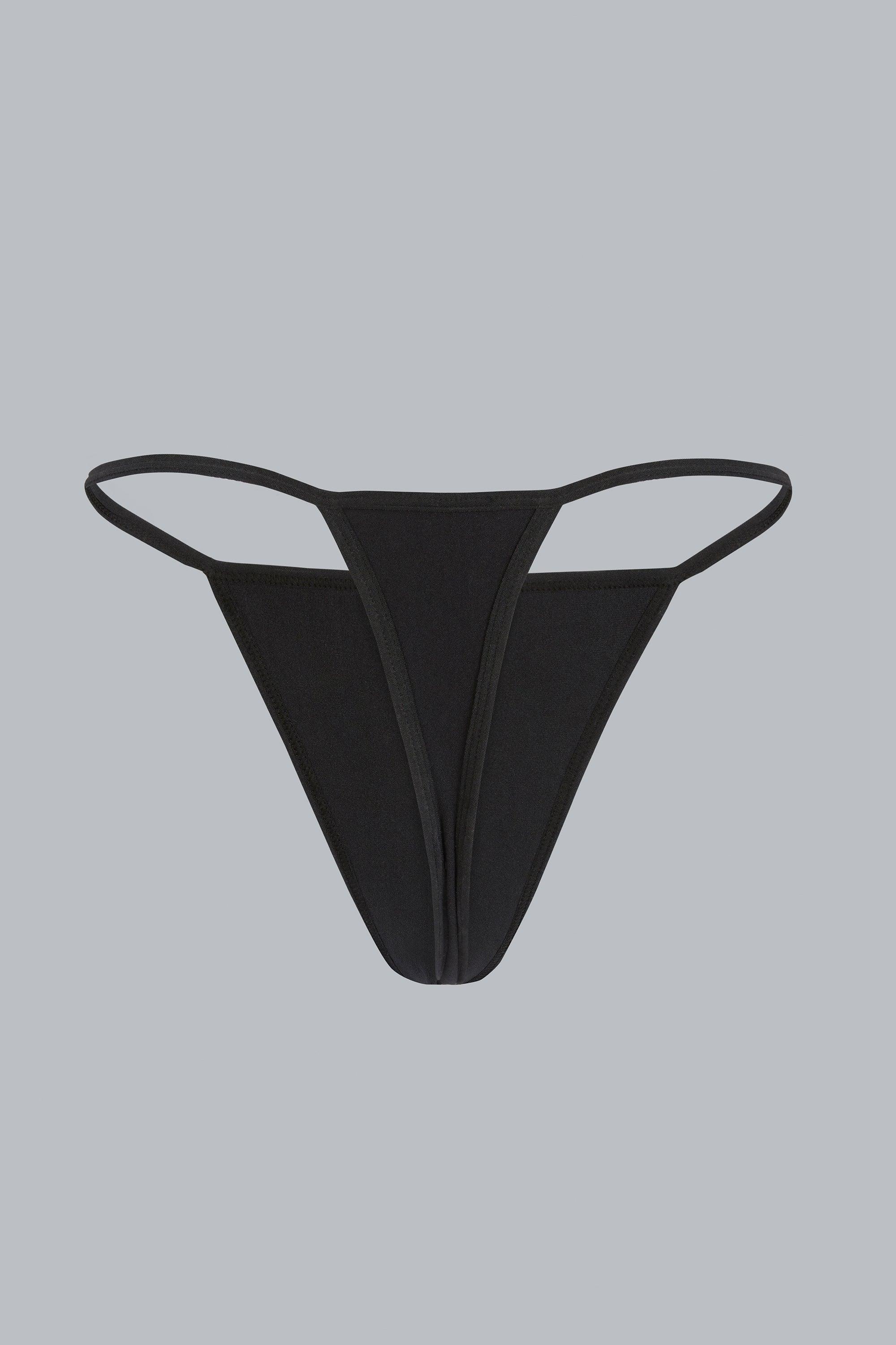 Mid-Rise Seamless Thong in Black Product Image