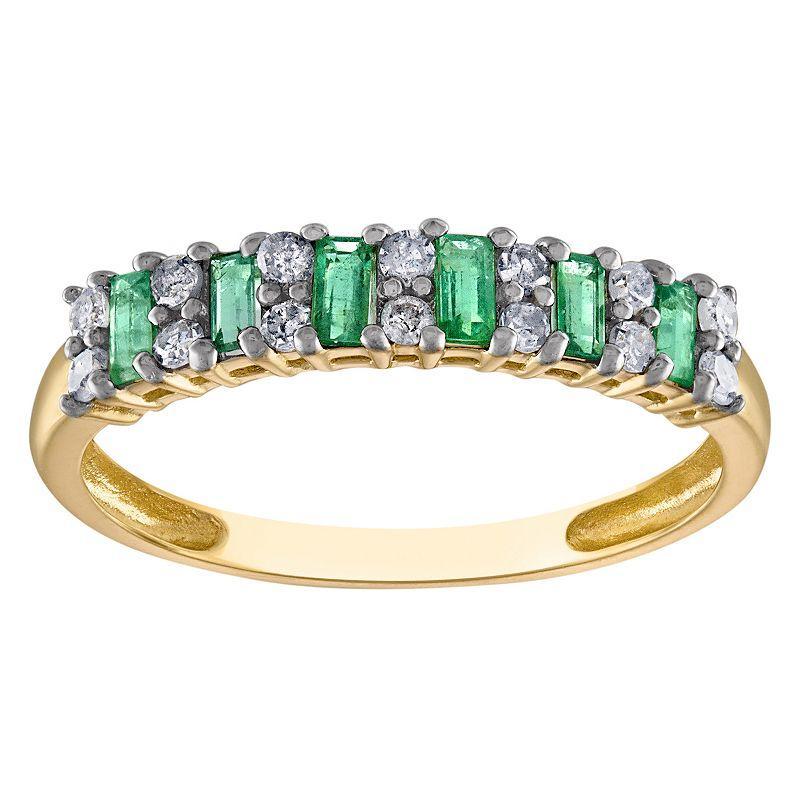 Tiara 10k Gold Gemstone & 1/5 Carat T.W. Diamond Ring, Womens Green Product Image