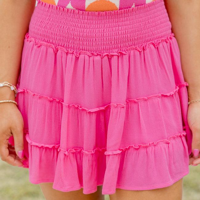 Through The Garden Pink Solid Mini Skort FINAL SALE Product Image