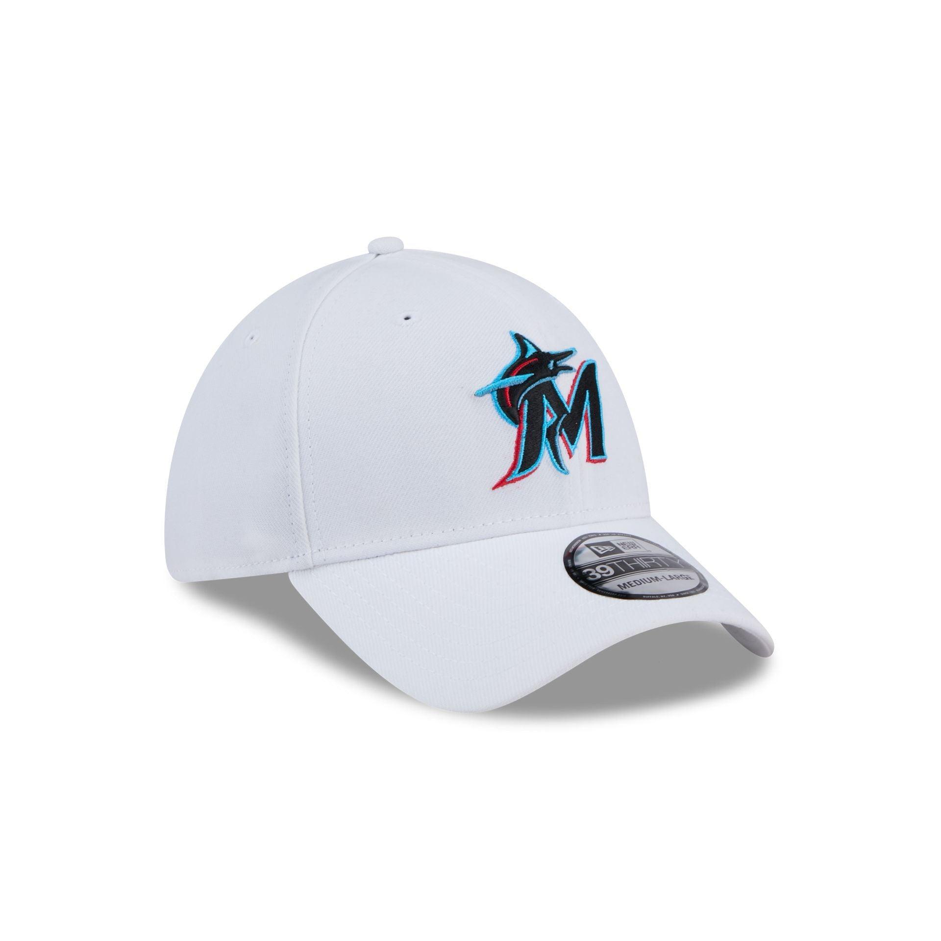 Miami Marlins Optic White 39THIRTY Stretch Fit Hat Male Product Image