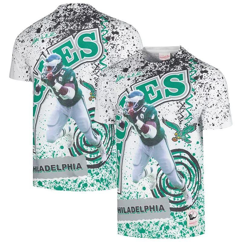 Mens Mitchell & Ness Reggie Philadelphia Eagles Retired Player Name & Number Burst T-Shirt Product Image