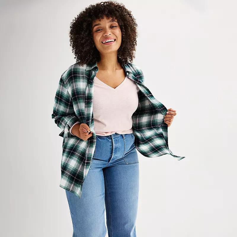 Womens Sonoma Goods For Life Adaptive Boyfriend Flannel Product Image