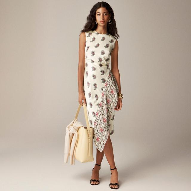 Faux-wrap midi dress in paisley Product Image