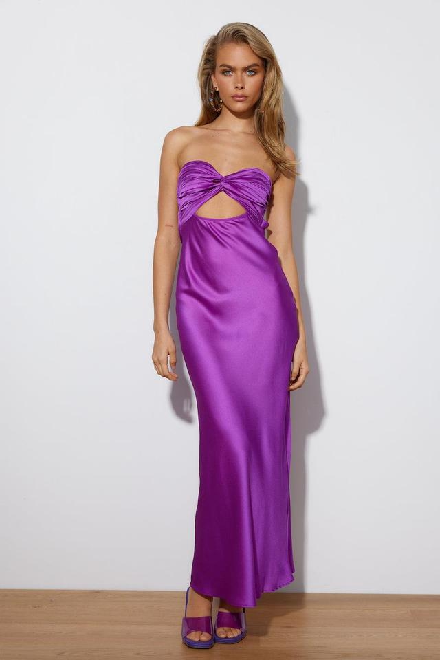 Curious Love Satin Maxi Dress Purple Product Image