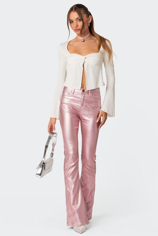 Luna Faux Leather Flare Jeans Product Image