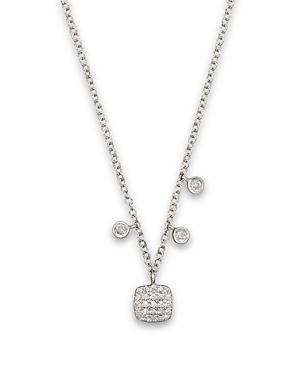 Meira T 14K White Gold Square Pave Diamond Disc Necklace, 16 Product Image