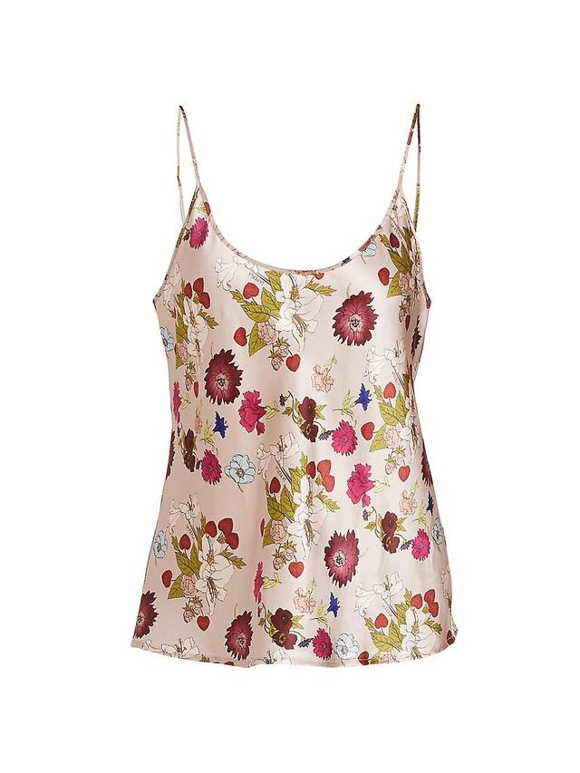 Womens Floral Silk Pajama Top Product Image