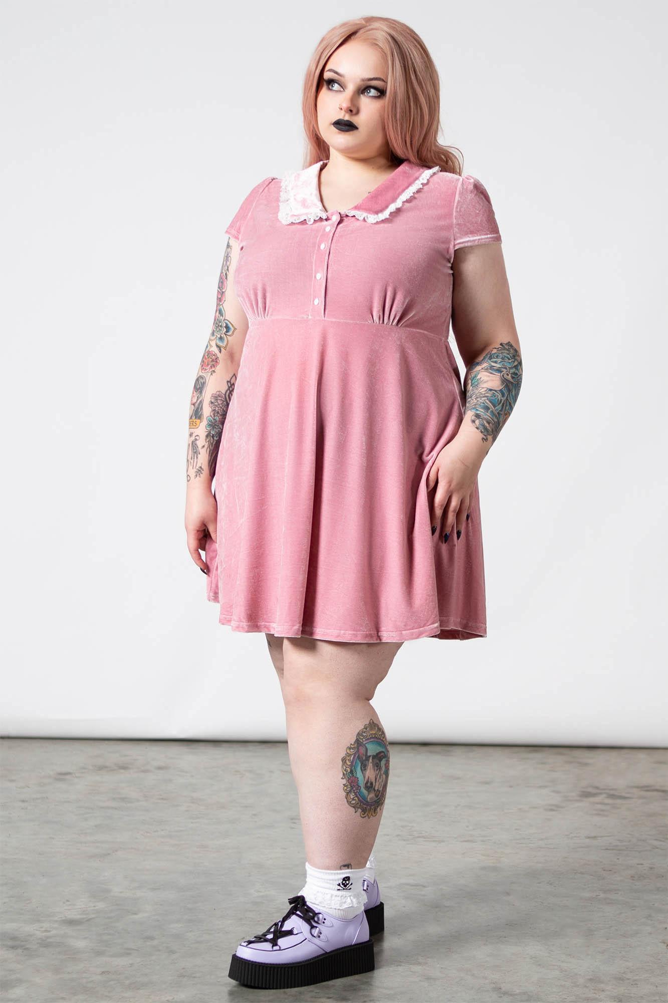 Every Mourning Collar Dress [PASTEL PINK] [PLUS] Female Product Image