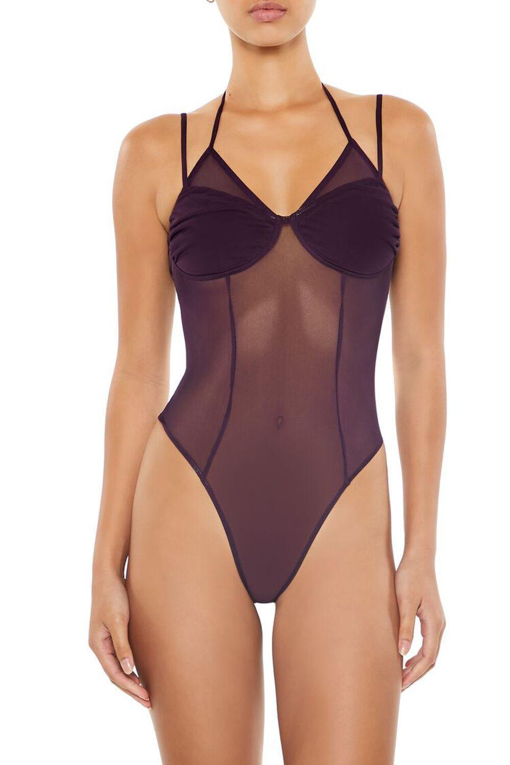 Sheer Mesh Halter Bodysuit | Forever 21 Product Image