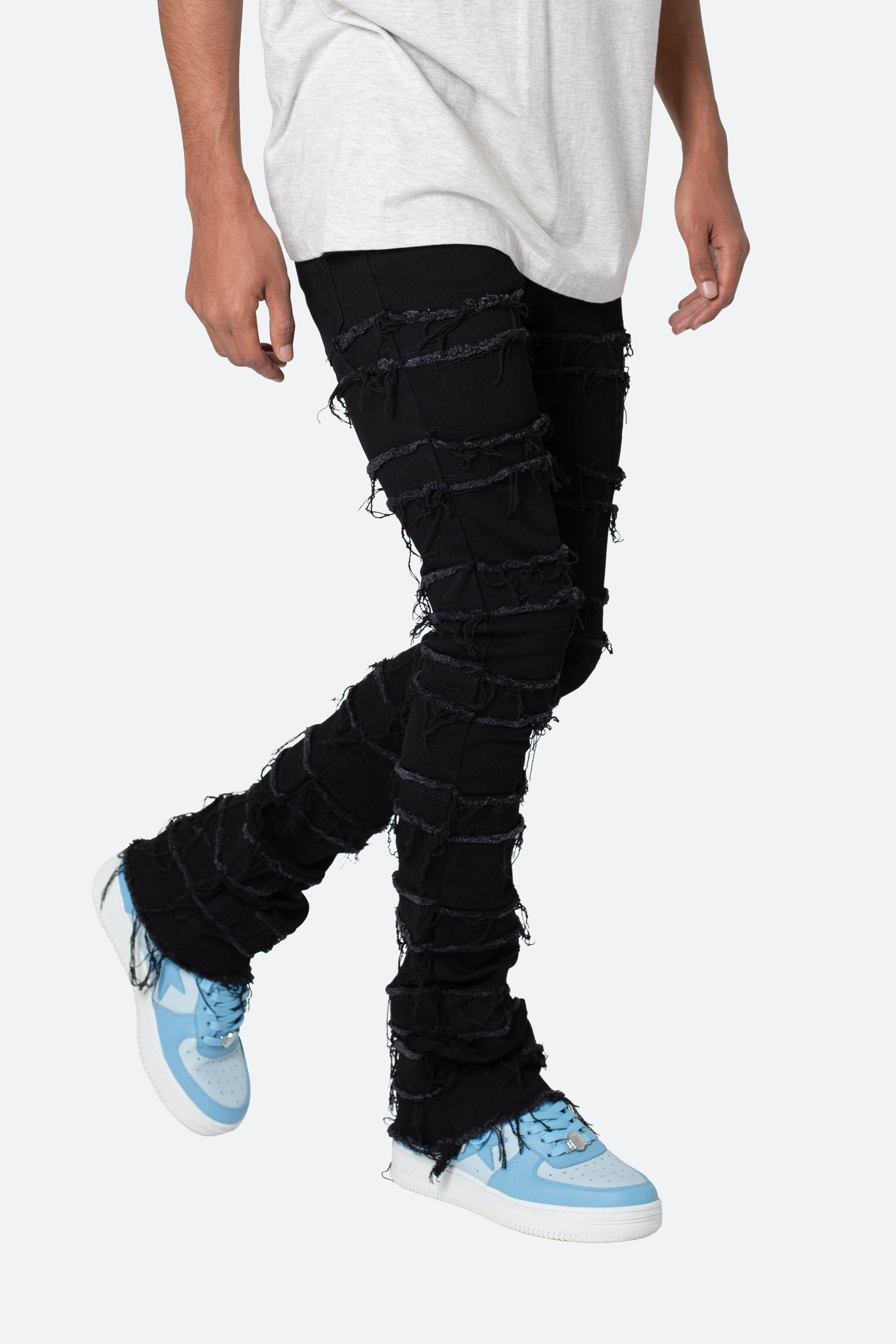 X597 Paneled Skinny Stacked Denim - Black Product Image