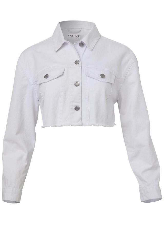 Cropped Denim Jacket - White Denim Product Image