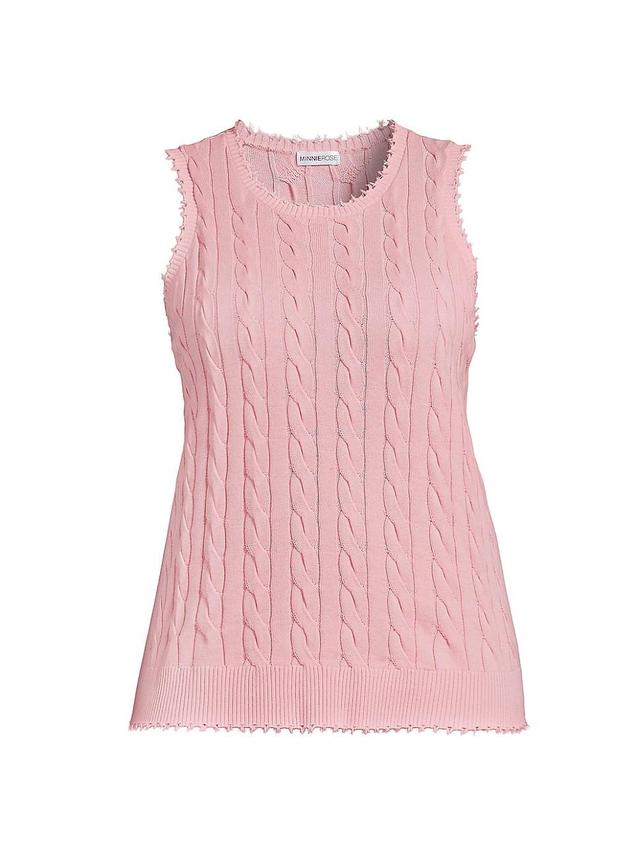 Womens Frayed Cable-Knit Sleeveless Top Product Image