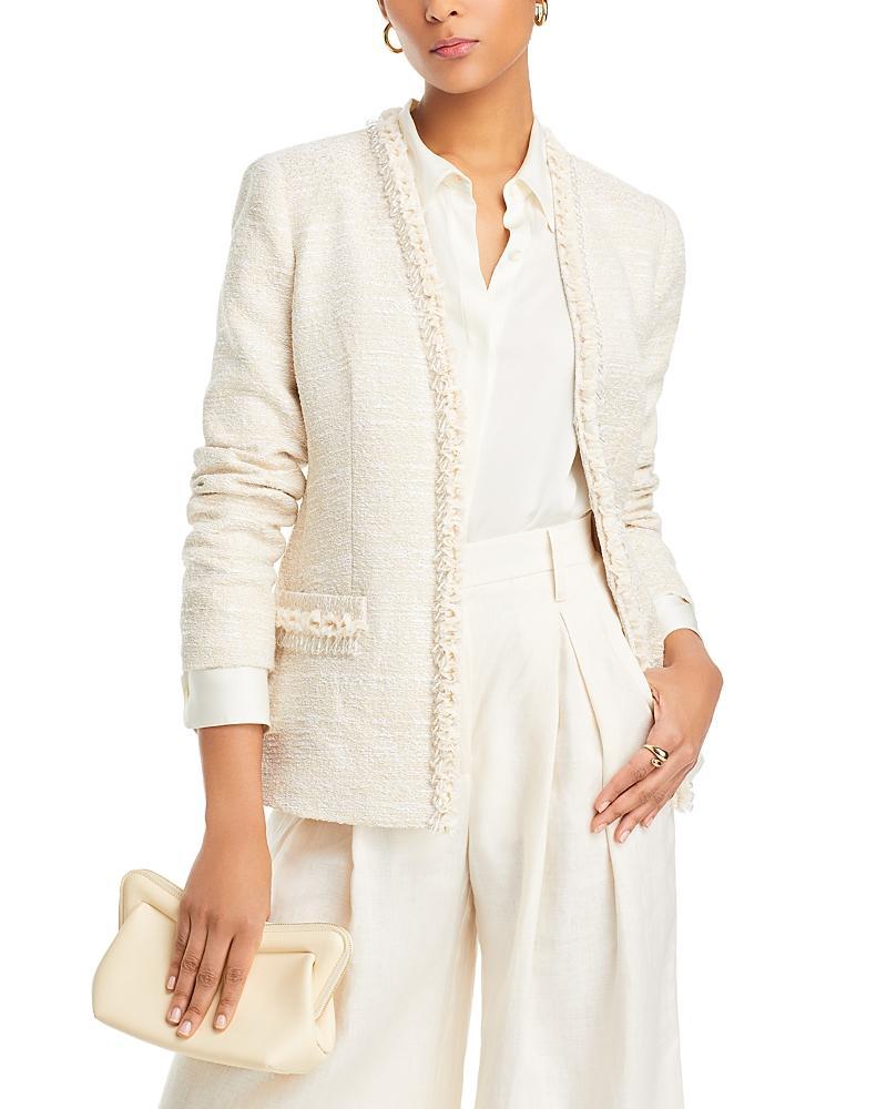 Jilly Beaded Ruffle-Trim Tweed Jacket Product Image