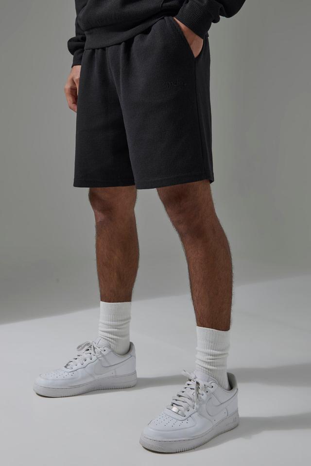 Man Sport Waffle Relaxed Fit 7inch Short | boohooMAN USA Product Image