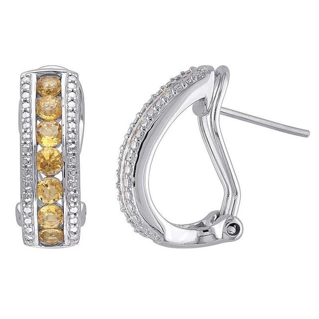 Stella Grace Sterling Silver Citrine Channel Set Earrings, Womens Product Image