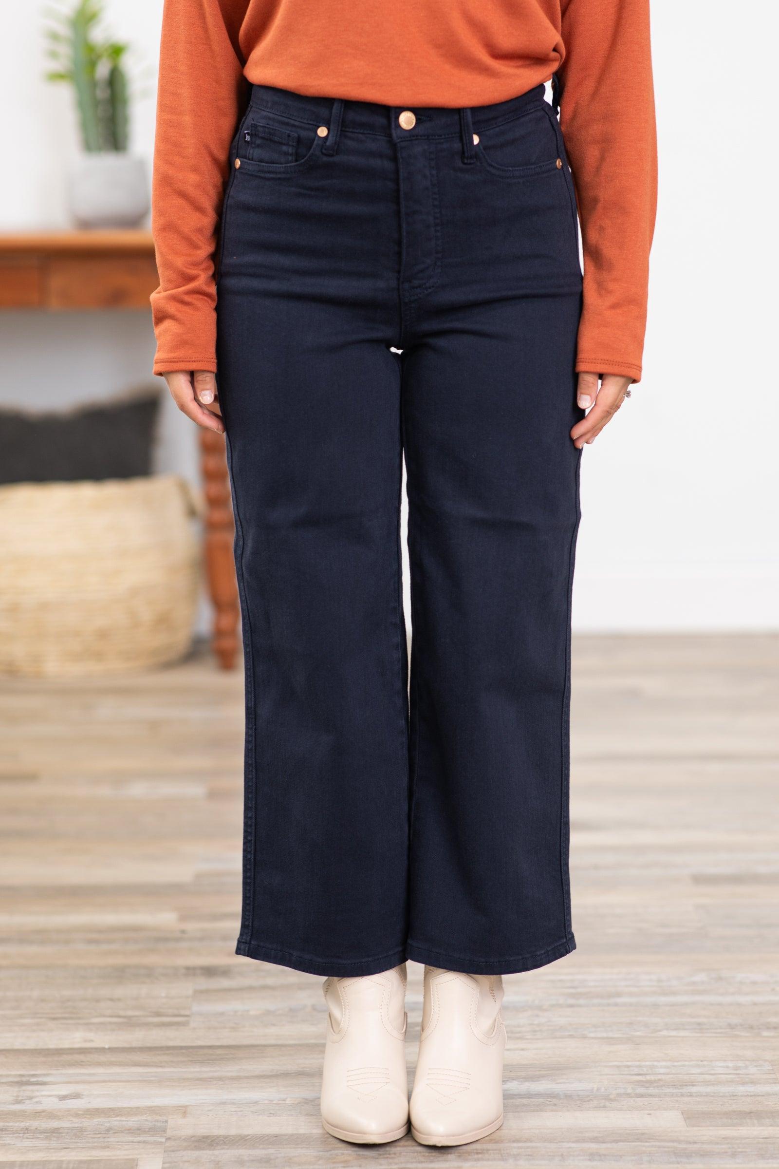 Judy Blue Navy Wide Leg Tummy Control Jeans Product Image