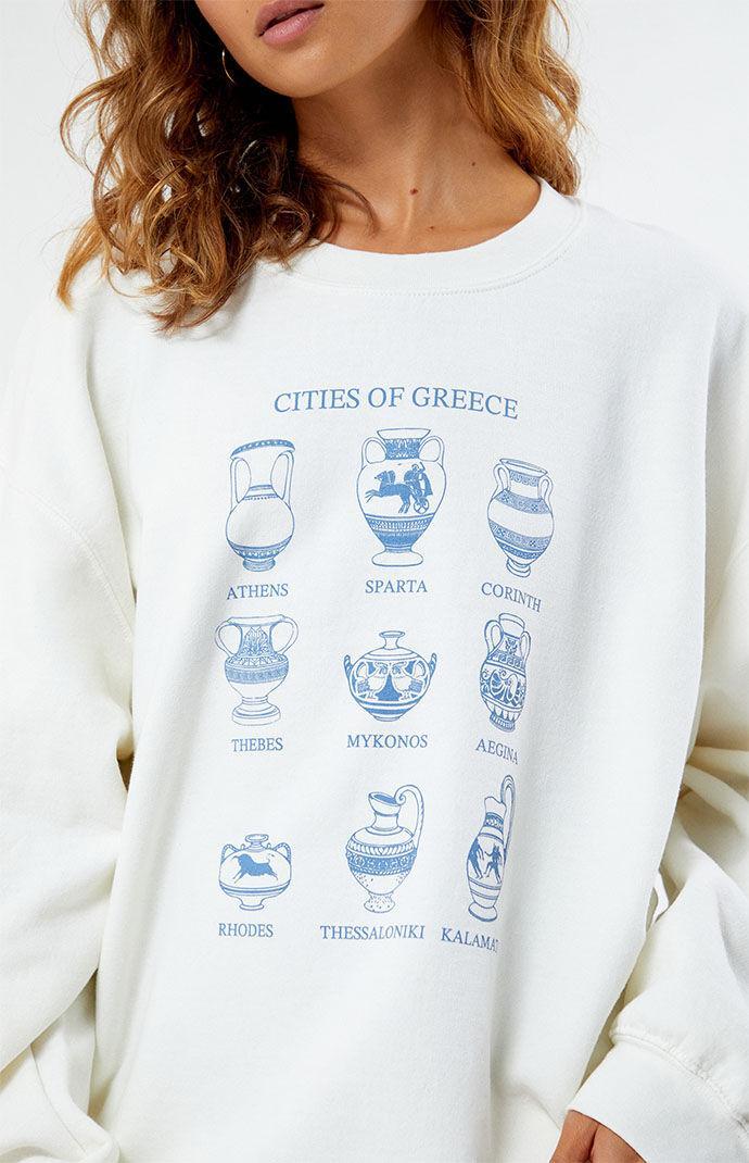 Golden Hour Women's Cities Of Greece Crew Neck Sweatshirt Product Image