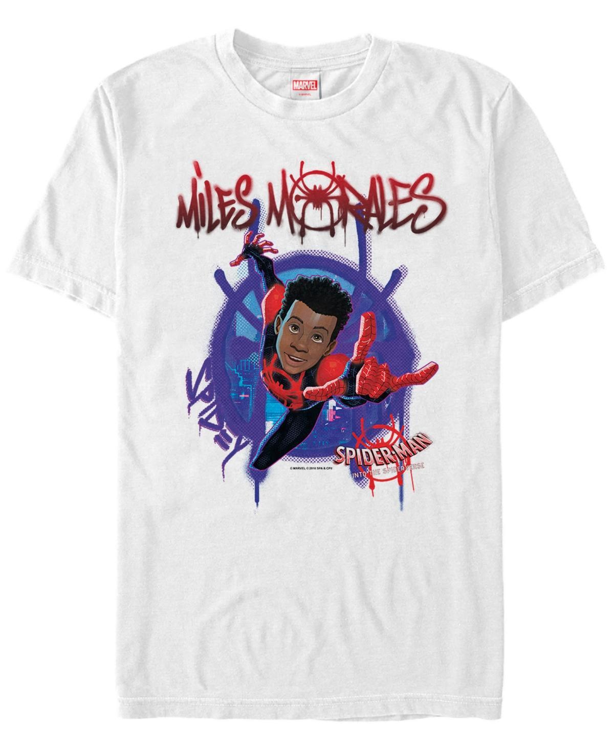 Marvel Mens Spider-Man Into The Spiderverse Miles Morales Graffiti Logo Short Sleeve T-Shirt Product Image