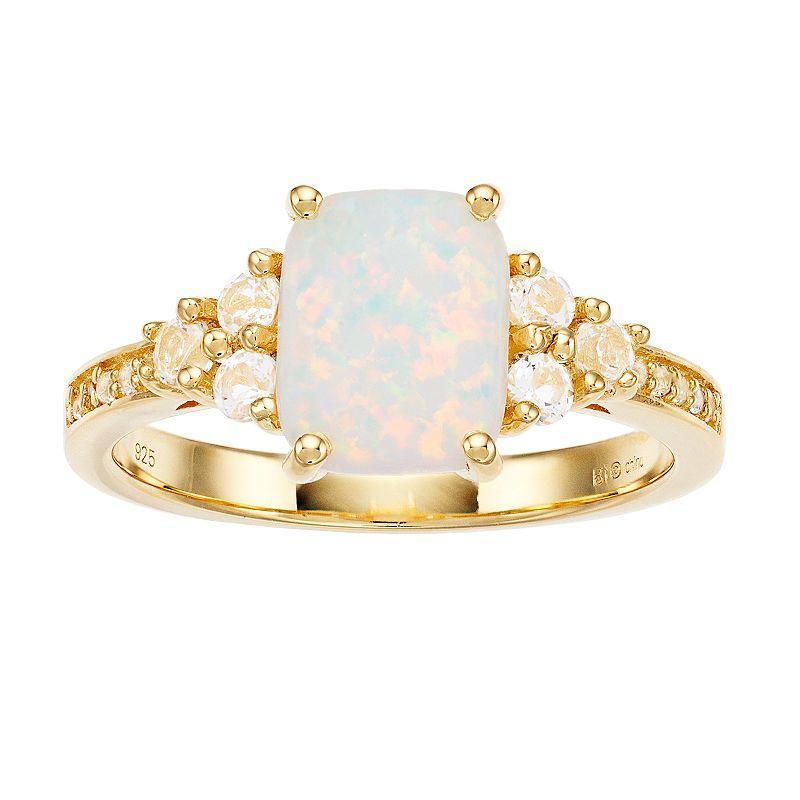 Gemminded Gold over Sterling Silver Lab-Created Opal Ring, Womens Gold Tone Product Image