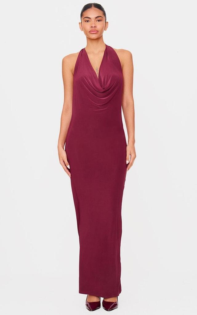 Plum Slinky Cowl Neck Maxi Dress Product Image