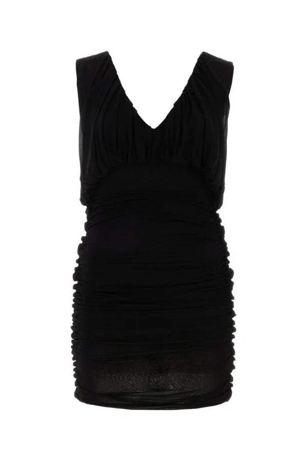 Draped Sleeveless Dress In Black Product Image