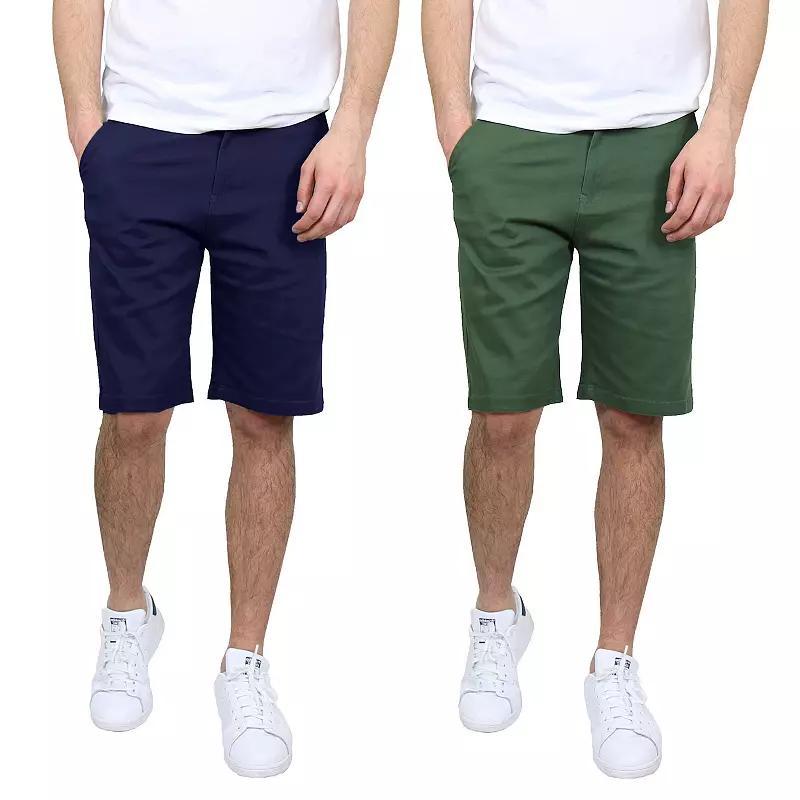 Mens Galaxy 10.5 5-Pocket Flat-Front Slim-Fit Stretch Chino Shorts 2-Pack Navy Green Product Image