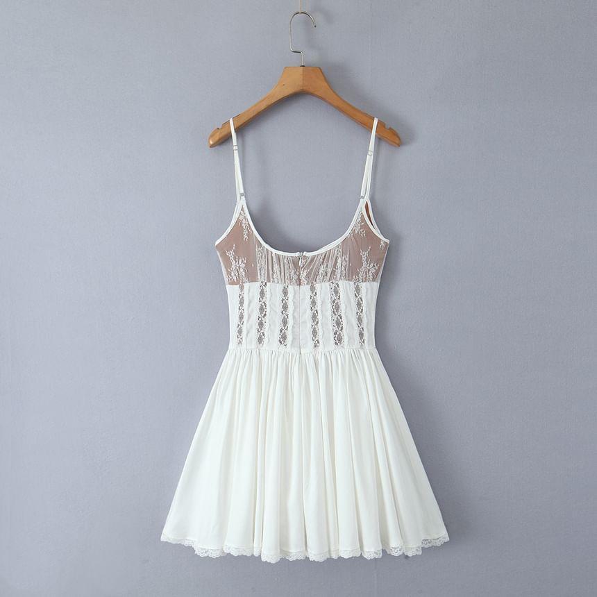 Spaghetti Strap Lace Mini A-Line Dress Product Image